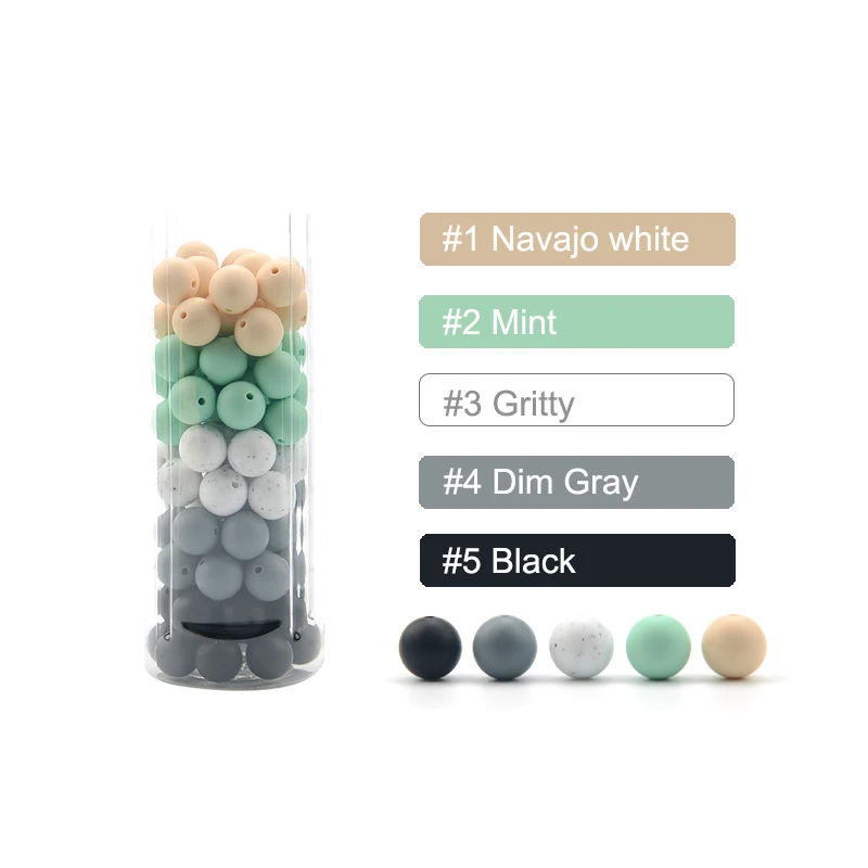 LOFCA 15mm 20pcs/Lot Silicone Beads Loose Baby Fashion Teething Beads Baby Teether Safe Food Grade Nursing Chewing Diy Toy
