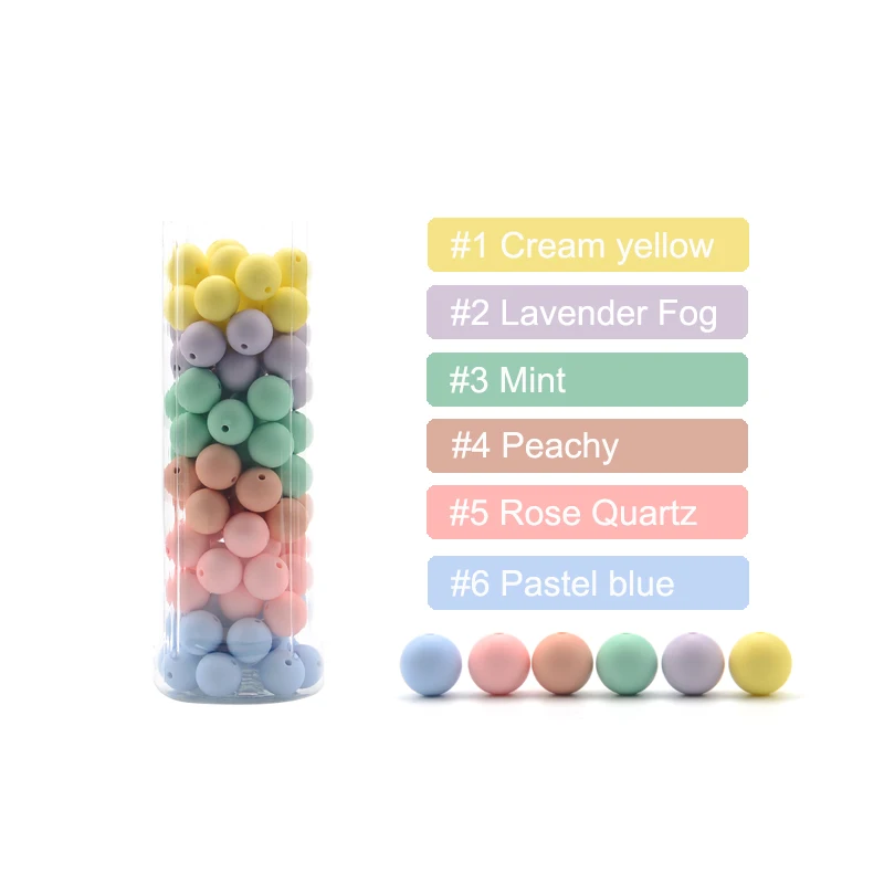 LOFCA 15mm 20pcs/Lot Silicone Beads Loose Baby Fashion Teething Beads Baby Teether Safe Food Grade Nursing Chewing Diy Toy
