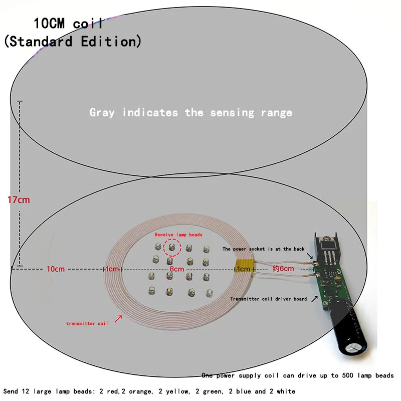 Wireless Power Supply Led Module Induction LED Light Power Supply Battery-free Module Suitable for Gundam Model Plus Light