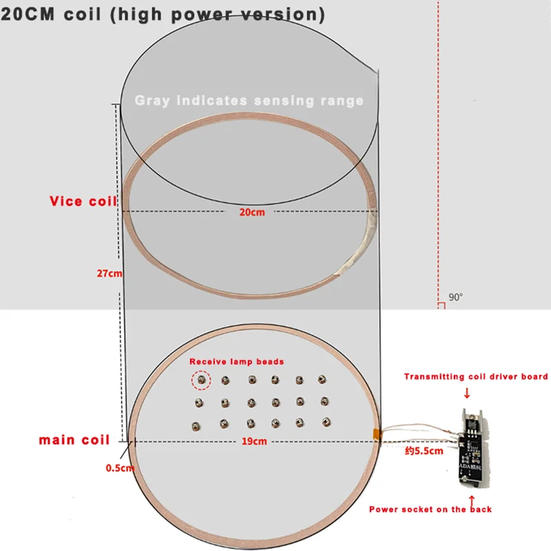 Wireless Power Supply Led Module Induction LED Light Power Supply Battery-free Module Suitable for Gundam Model Plus Light