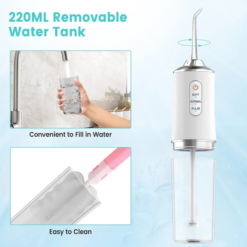 Portable Smart Electric Oral Irrigator Water Flosser 4 Jets 3 Modes Rechargeable Dental Water Jet Irrigator Dental Teeth Cleaner
