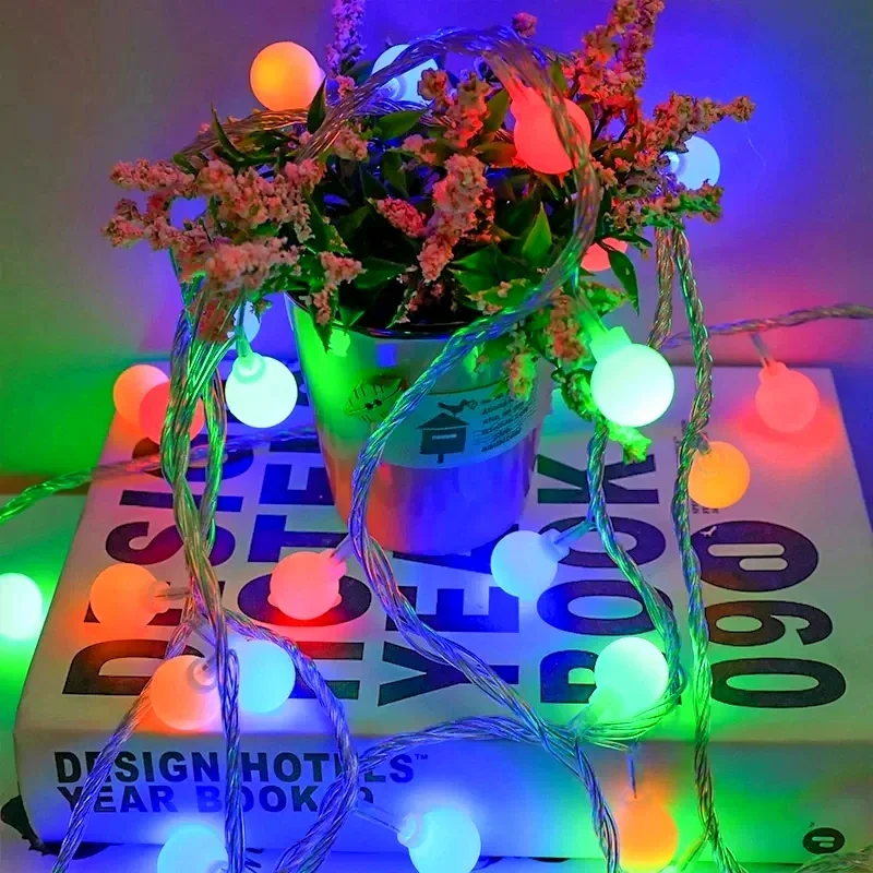 1.5/3/6/10m LED Ball String Lights Garland Lights Outdoor Lamp Wedding Garden Fairy Lights Christmas Decoration USB/Battery