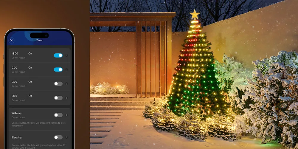 USB 2.1M 400LEDs Christmas Lights Holiday String Lights with Star Shape, Smart LED Xmas Tree for Indoor Outdoor Decor