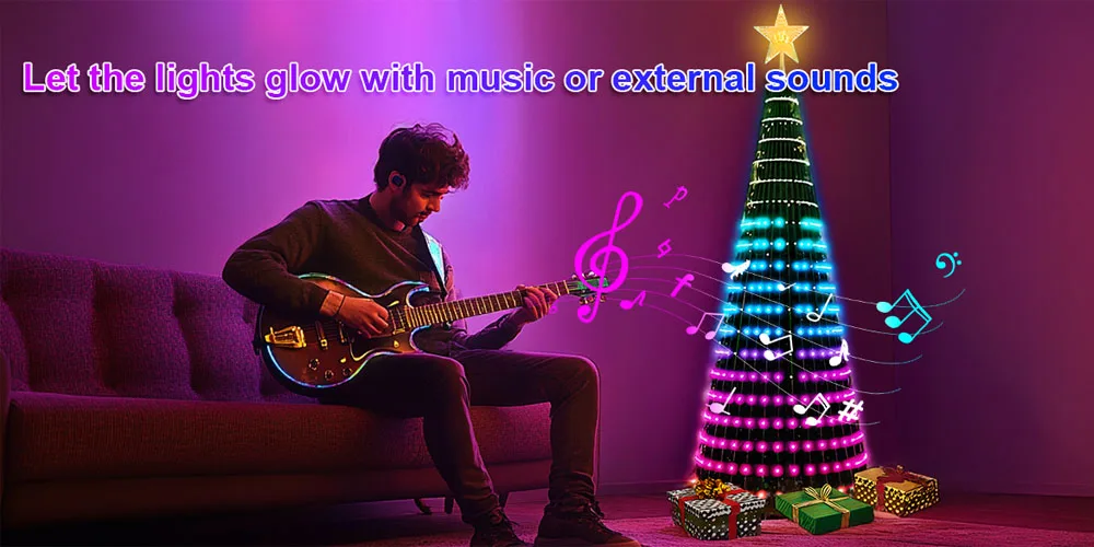 USB 2.1M 400LEDs Christmas Lights Holiday String Lights with Star Shape, Smart LED Xmas Tree for Indoor Outdoor Decor