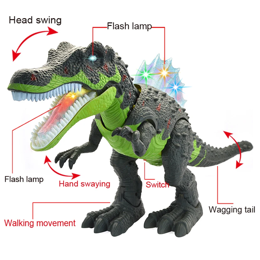 Large Electric Dinosaur Toy Dino Park World Walking Dinosaur Robot With LED Light Sound Tyrannosaurus Rex Toys For Boys Kids