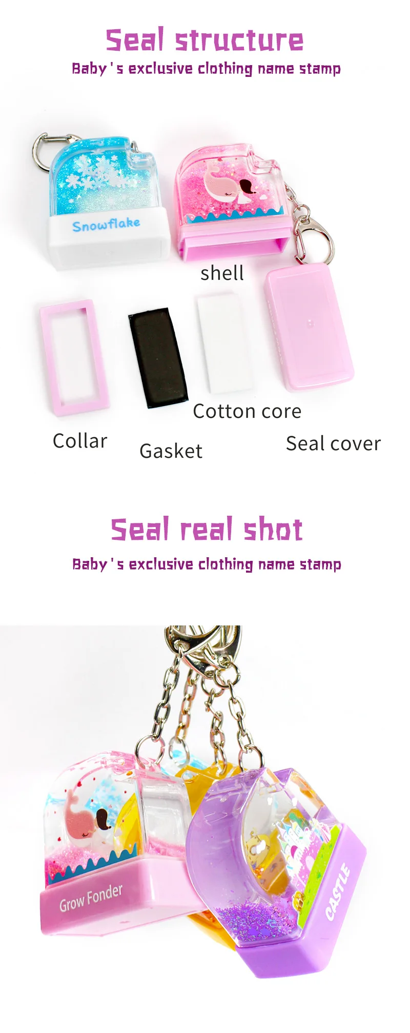 Customized Name Stamps Cute Cartoon Patterns Children's Clothing and Schoolbags for Marking Multi-Purpose Children's Stamps