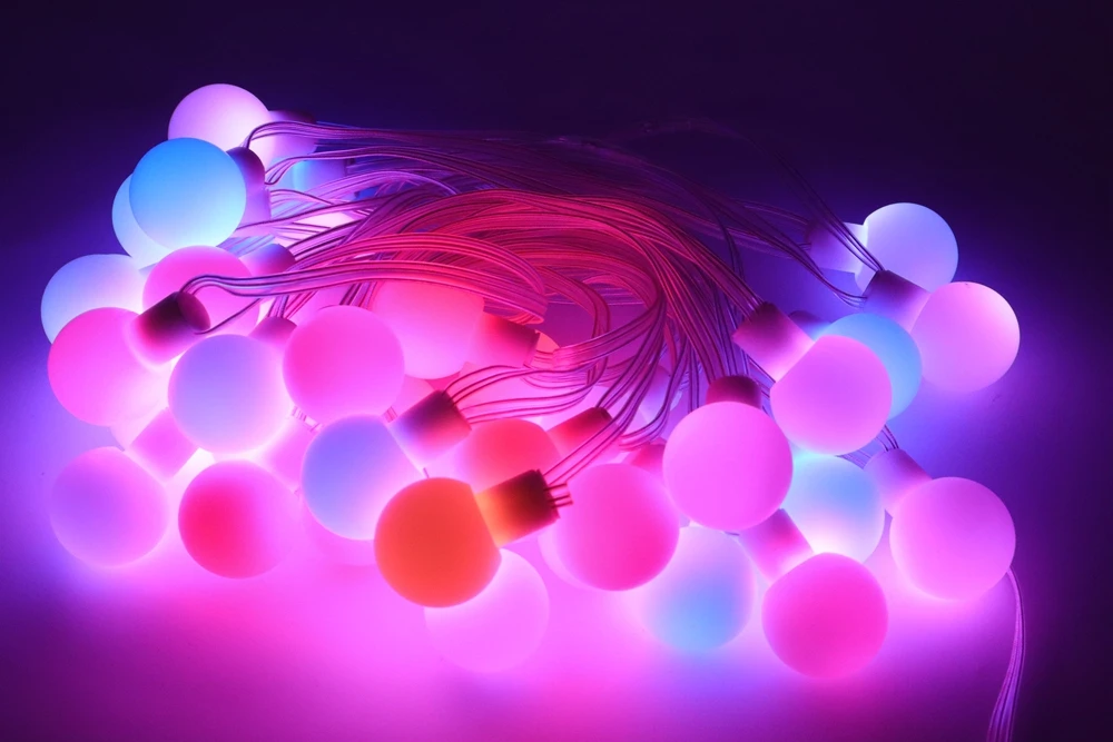 WS2812B Dream Color RGB LED Round Ball String Lights Christmas Party Birthday Decoration Addressable Individually IP67 DC5V