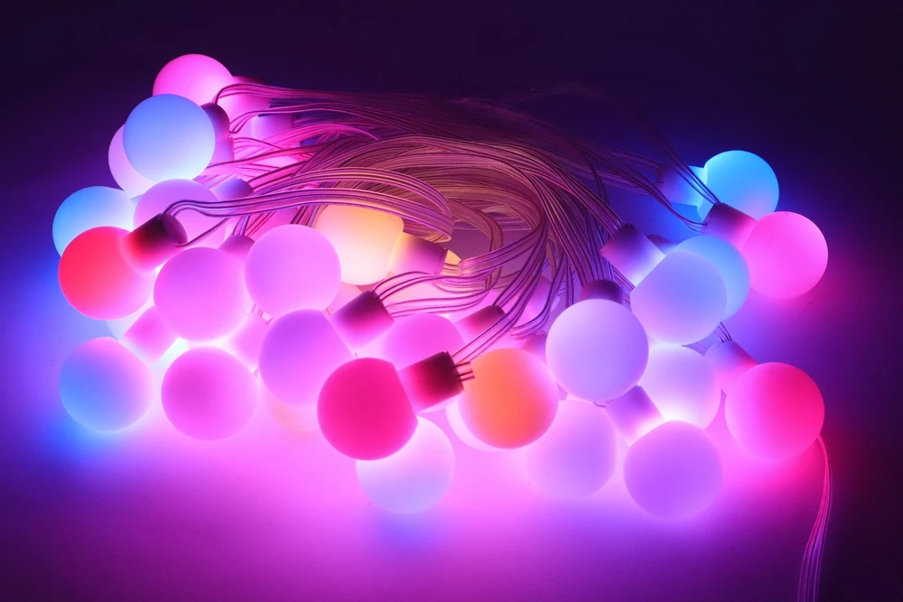 WS2812B Dream Color RGB LED Round Ball String Lights Christmas Party Birthday Decoration Addressable Individually IP67 DC5V