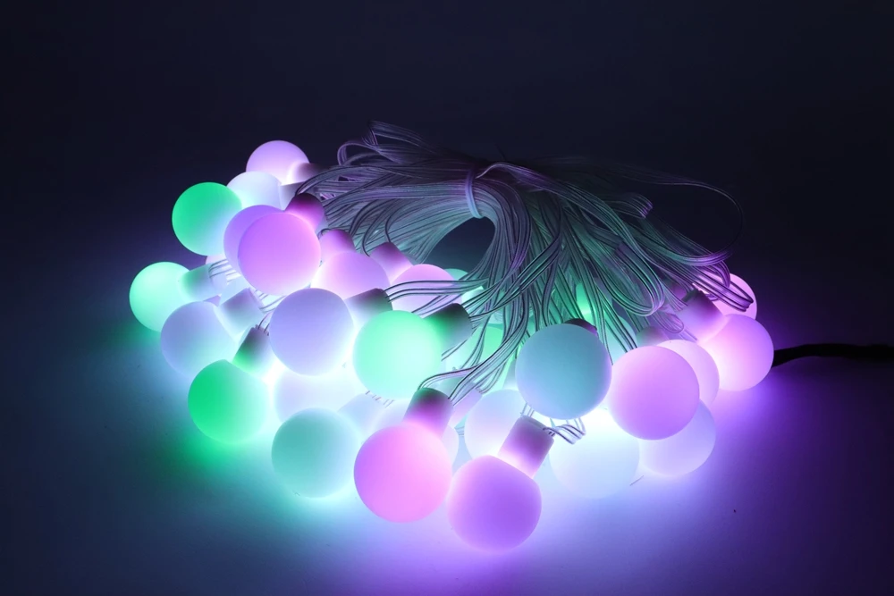 WS2812B Dream Color RGB LED Round Ball String Lights Christmas Party Birthday Decoration Addressable Individually IP67 DC5V