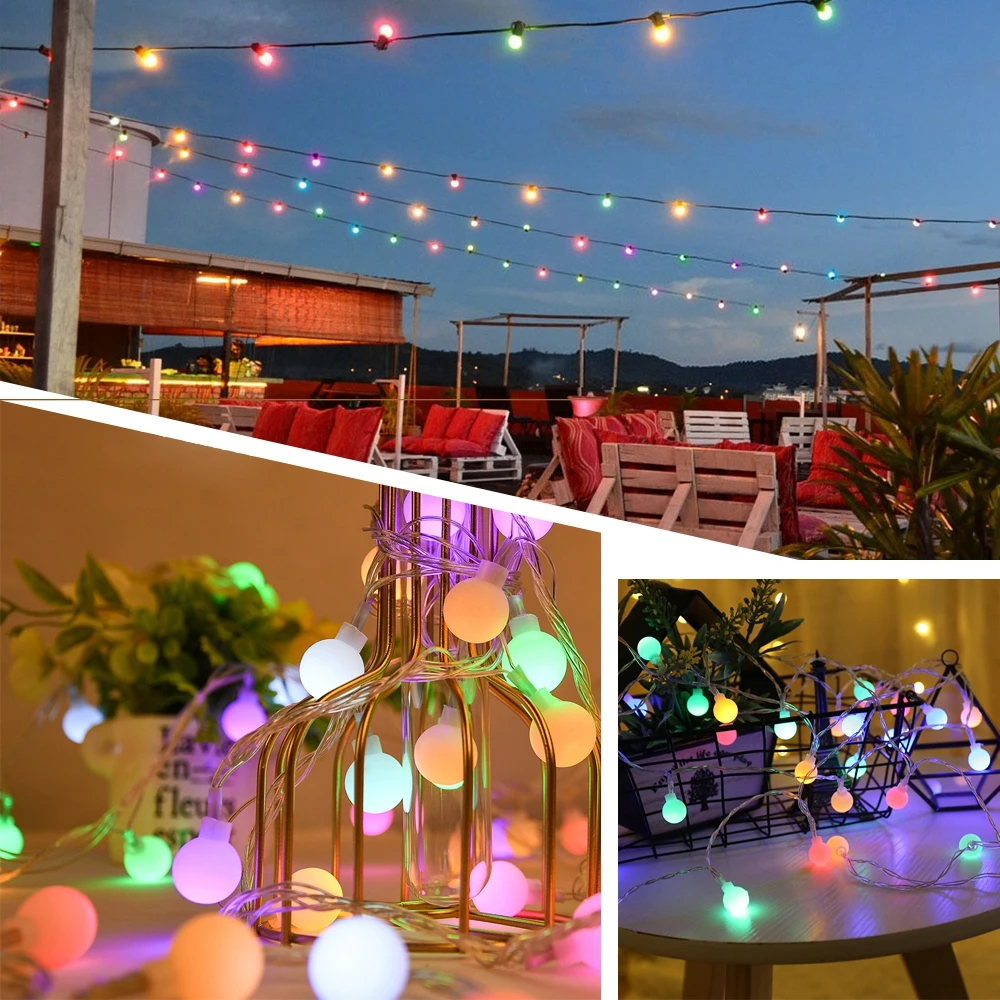 WS2812B Dream Color RGB LED Round Ball String Lights Christmas Party Birthday Decoration Addressable Individually IP67 DC5V