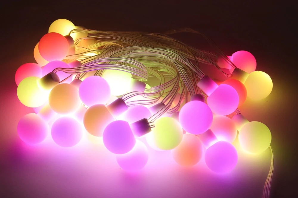 WS2812B Dream Color RGB LED Round Ball String Lights Christmas Party Birthday Decoration Addressable Individually IP67 DC5V