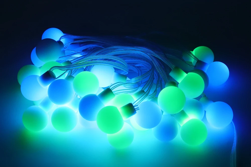 WS2812B Dream Color RGB LED Round Ball String Lights Christmas Party Birthday Decoration Addressable Individually IP67 DC5V