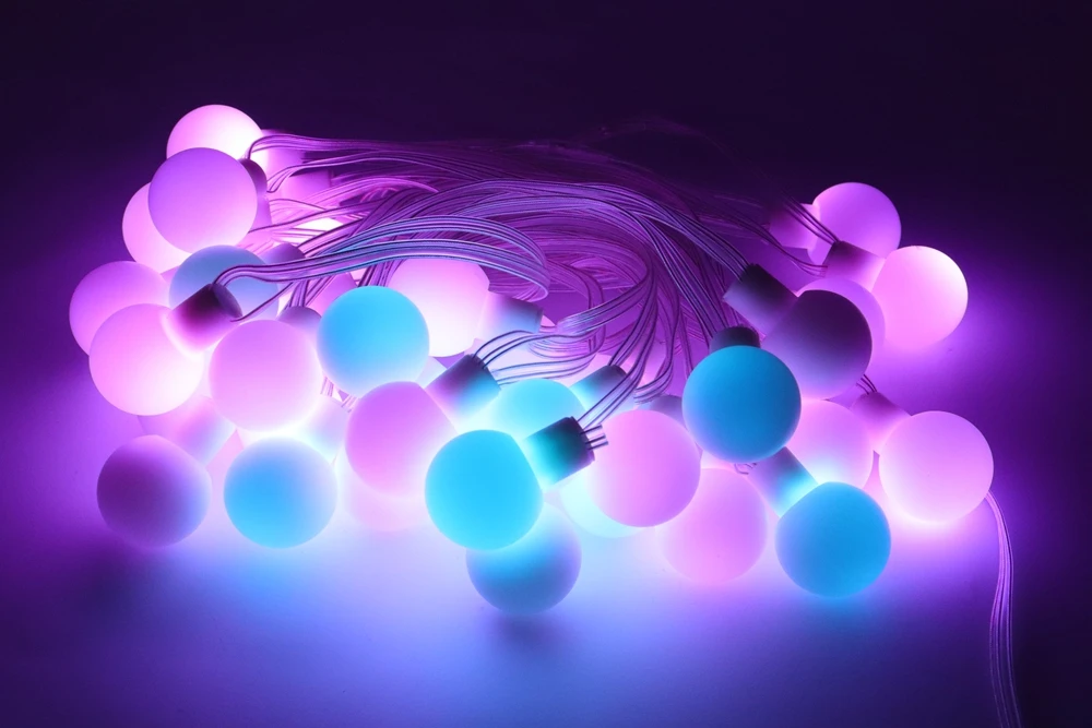 WS2812B Dream Color RGB LED Round Ball String Lights Christmas Party Birthday Decoration Addressable Individually IP67 DC5V