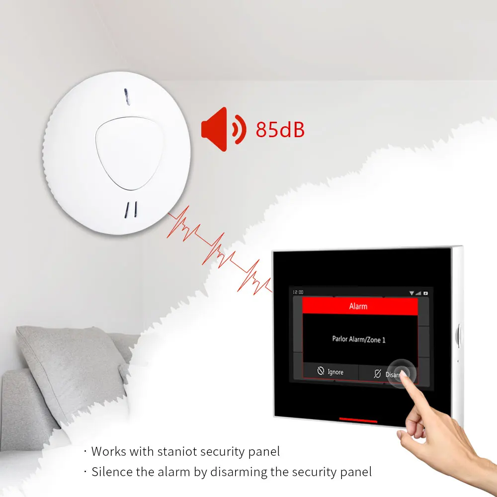 10-Year Battery Life Smoke Detector Fire Alarm Smart Home Security Protection Sensor 85db High Decibel With EN14604 Certified