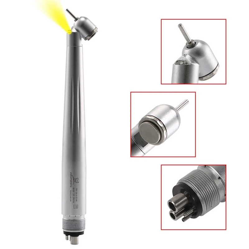 NSK Style Dental LED 45° Surgical High Speed Handpiece Fiber Optic Turbine 4 Hole YABANGBANG