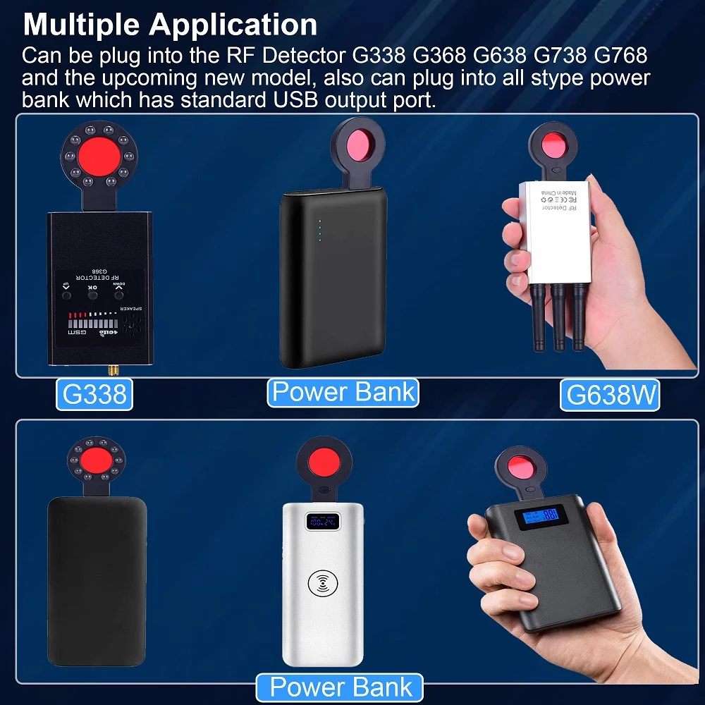 Wireless RF Signal Detector Bug GSM Audio GPS Tracker Mini Camera Finder Camera IR Scanning AI Standby Automatic Detection G638W
