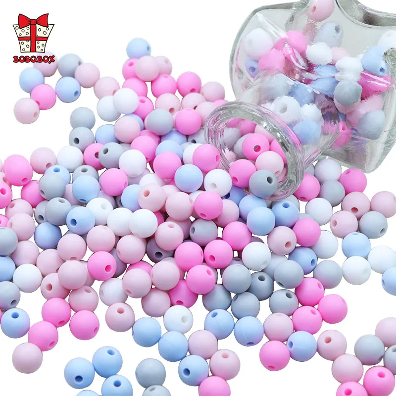BOBO.BOX Silicone Teethers Beads Eco-friendly BPA Free Baby Teething Letter Beads Pacifier Chain Clip DIY Necklace Rattail Cord