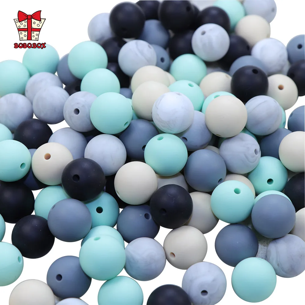BOBO.BOX Silicone Teethers Beads Eco-friendly BPA Free Baby Teething Letter Beads Pacifier Chain Clip DIY Necklace Rattail Cord