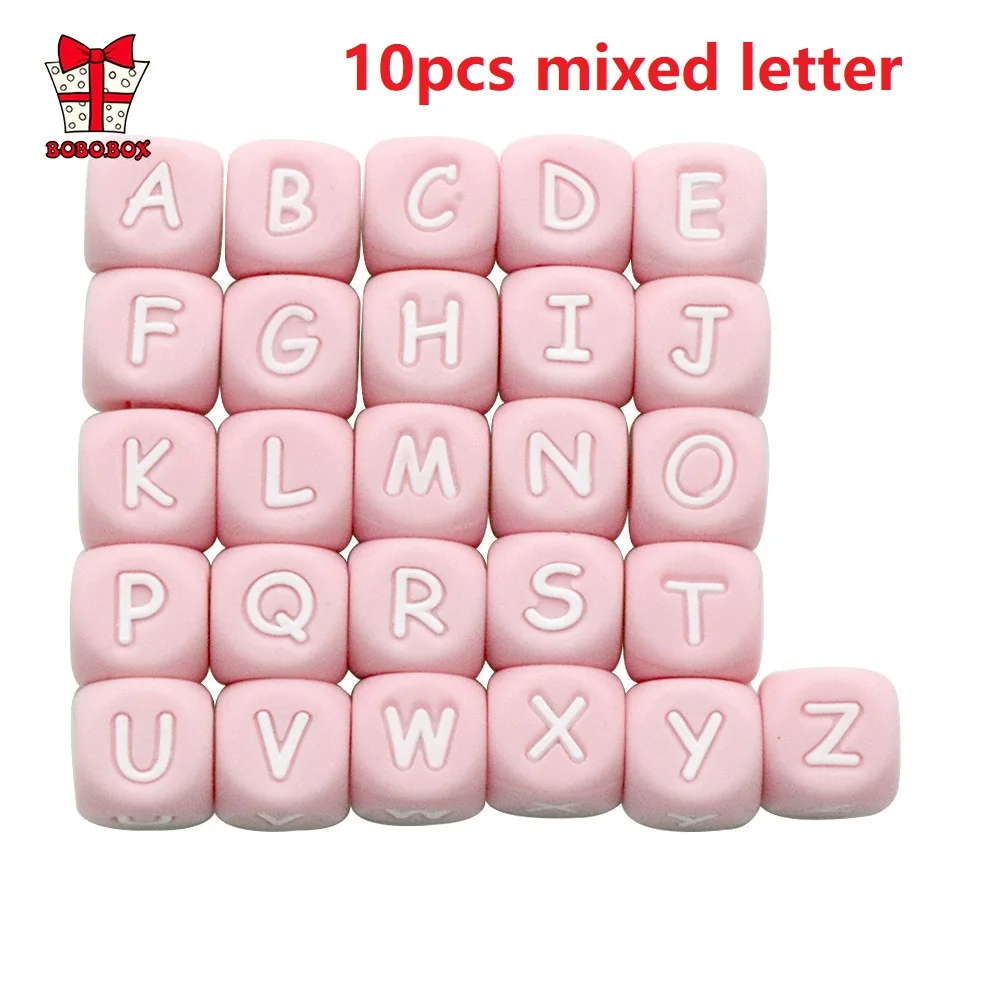 BOBO.BOX Silicone Teethers Beads Eco-friendly BPA Free Baby Teething Letter Beads Pacifier Chain Clip DIY Necklace Rattail Cord