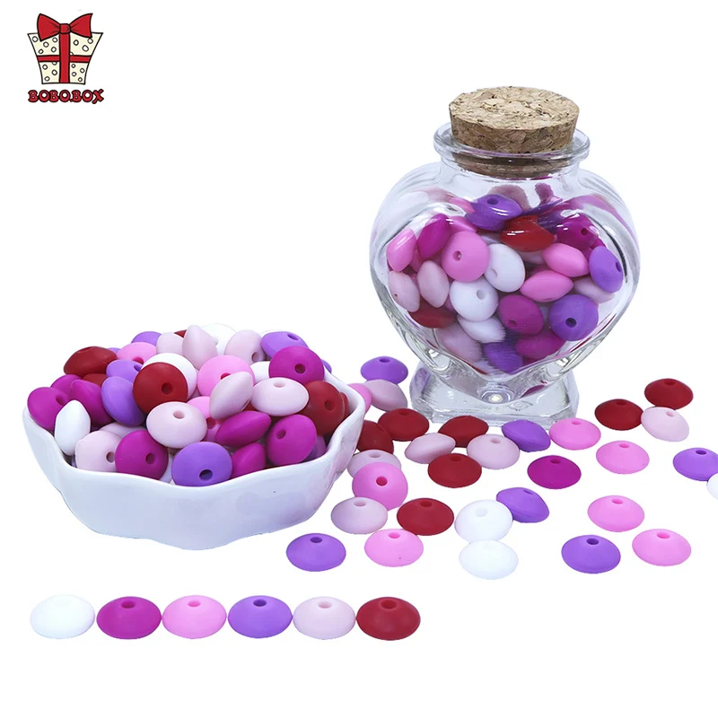 BOBO.BOX Silicone Teethers Beads Eco-friendly BPA Free Baby Teething Letter Beads Pacifier Chain Clip DIY Necklace Rattail Cord