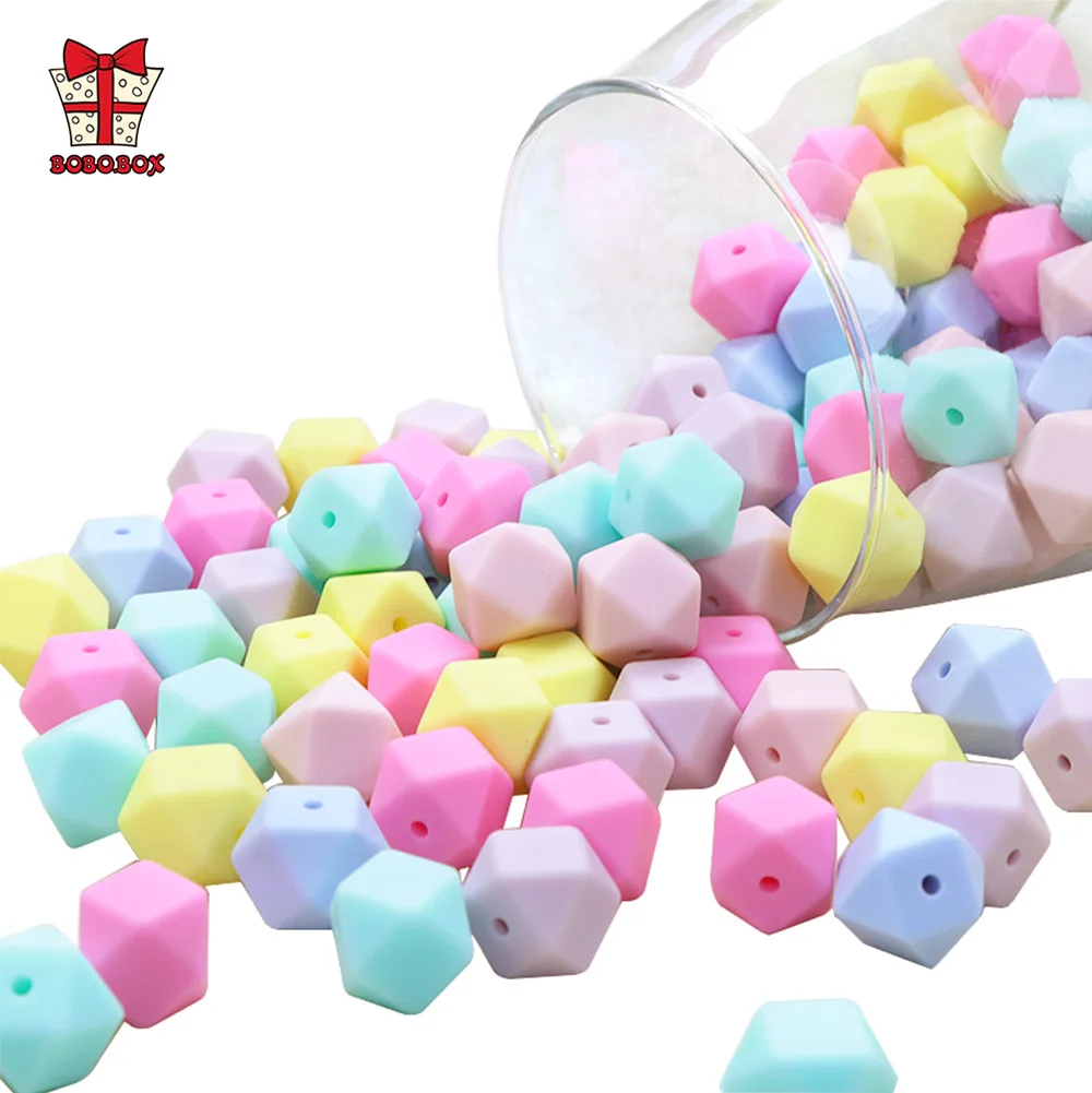 BOBO.BOX Silicone Teethers Beads Eco-friendly BPA Free Baby Teething Letter Beads Pacifier Chain Clip DIY Necklace Rattail Cord
