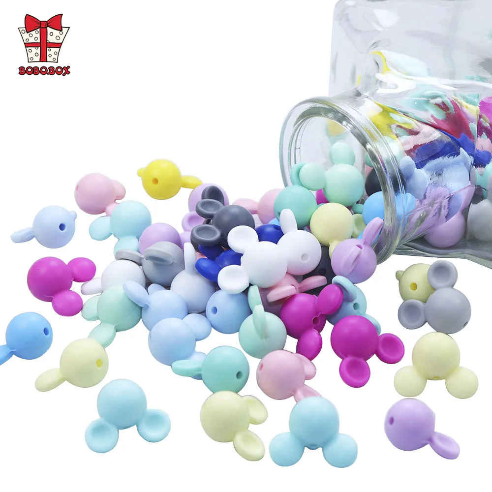 BOBO.BOX Silicone Teethers Beads Eco-friendly BPA Free Baby Teething Letter Beads Pacifier Chain Clip DIY Necklace Rattail Cord
