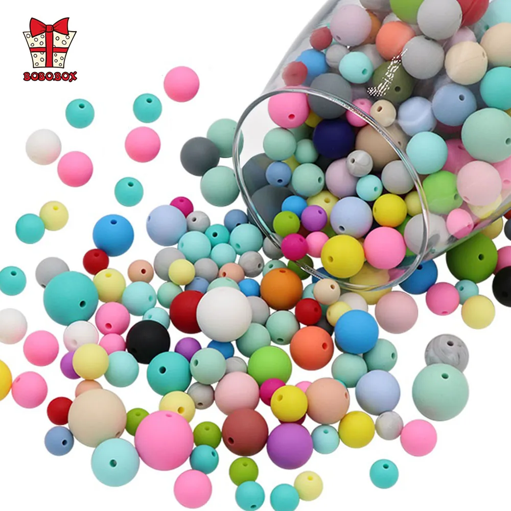 BOBO.BOX Silicone Teethers Beads Eco-friendly BPA Free Baby Teething Letter Beads Pacifier Chain Clip DIY Necklace Rattail Cord
