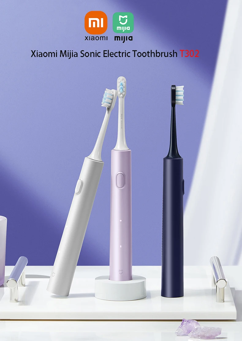Xiaomi MIJIA Sonic Electric Toothbrush Set T302 4 Brush Heads IPX8 Waterproof Wireless Chraging Electronic Tooth Brush