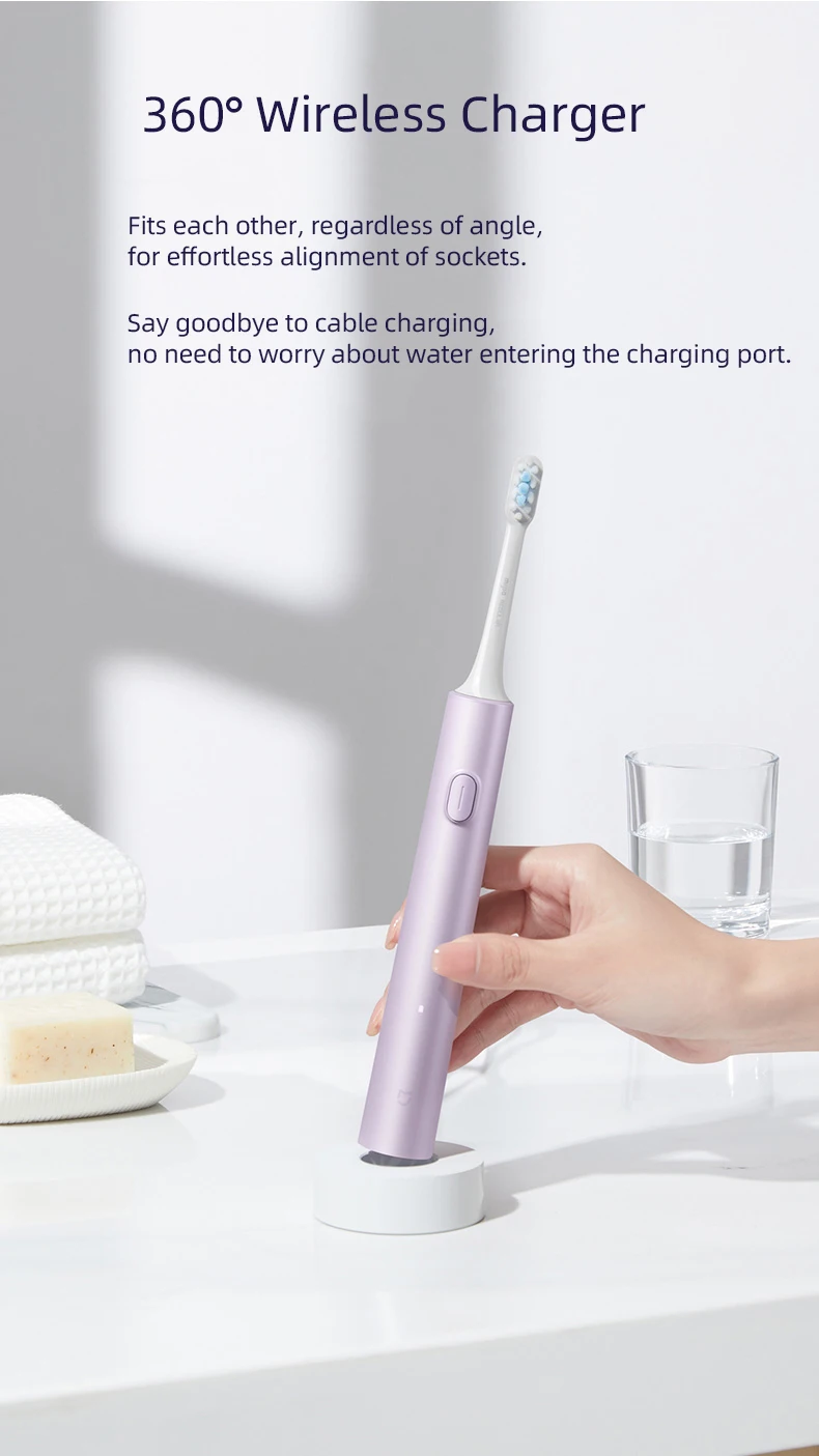 Xiaomi MIJIA Sonic Electric Toothbrush Set T302 4 Brush Heads IPX8 Waterproof Wireless Chraging Electronic Tooth Brush