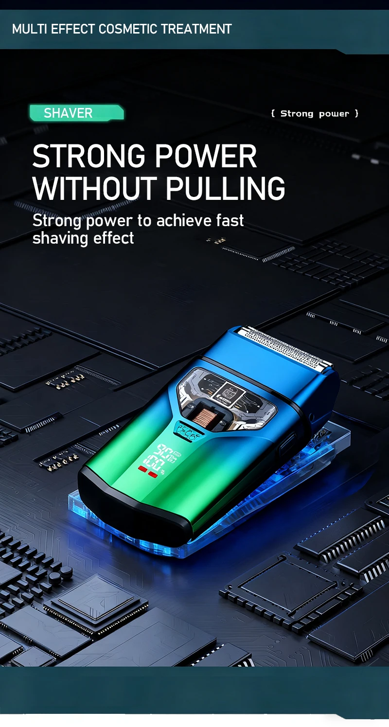 KEMEI KM-T400 Dual Foil 9000RPM 5W Magnetic Levitation Motor LCD Display 1400mAh Men's Electric Shaver Professional Shaver