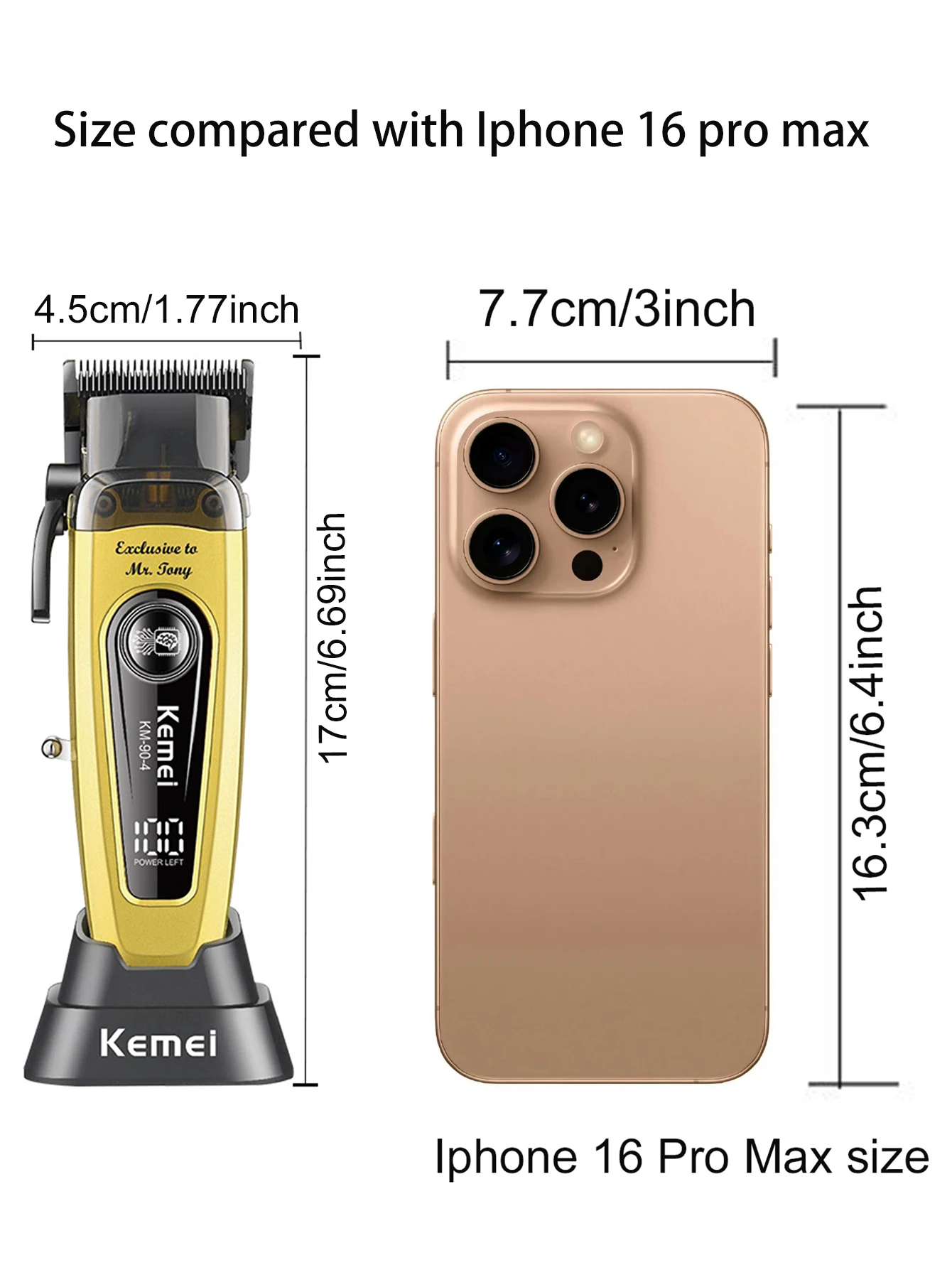 Kemei km 90 4 Professional Hair Clipper for Men 11500RPM 10W Brushless Motor DLC Blade Base Charger Haircut Machine Hair Trimmer