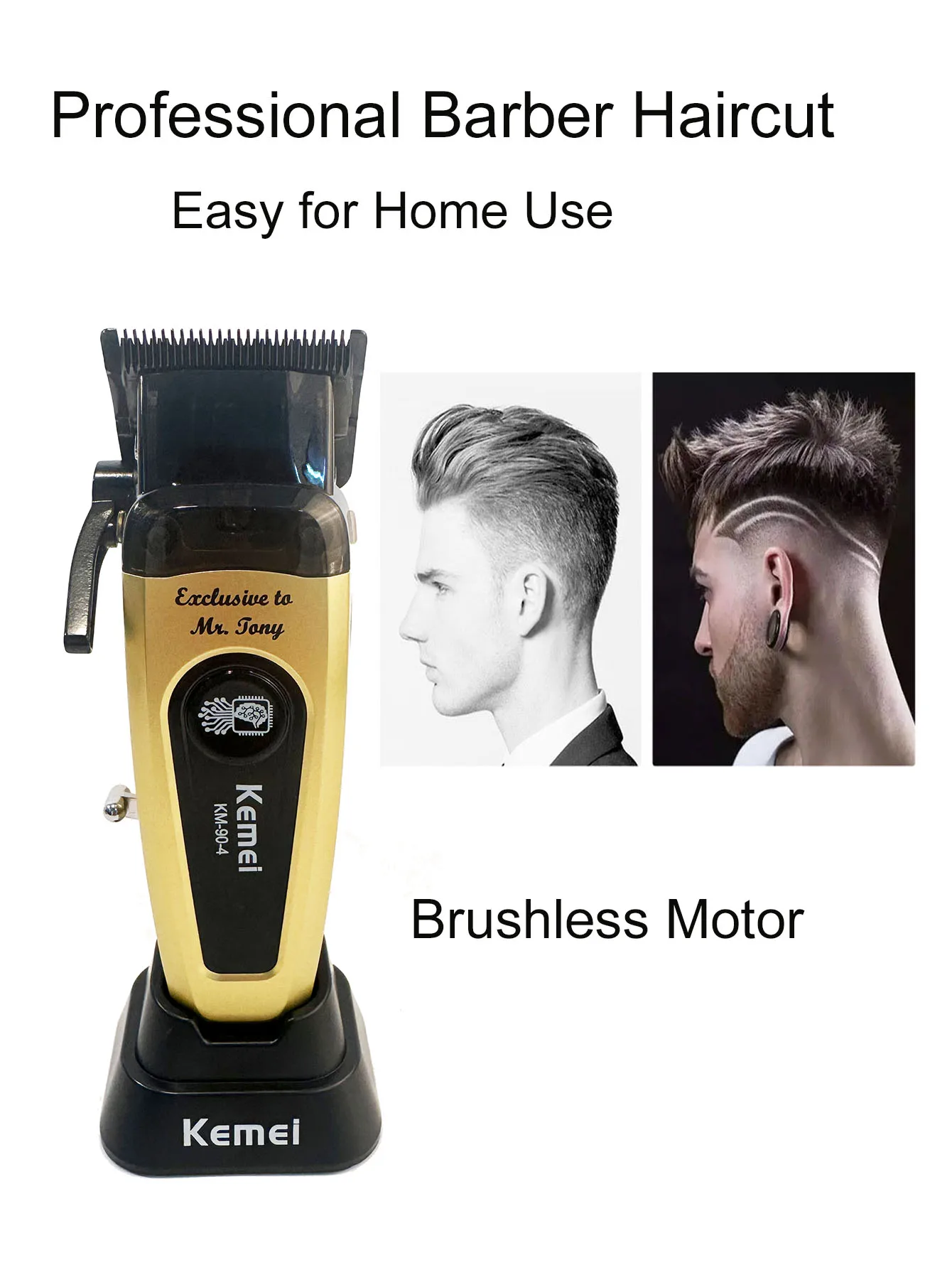 Kemei km 90 4 Professional Hair Clipper for Men 11500RPM 10W Brushless Motor DLC Blade Base Charger Haircut Machine Hair Trimmer