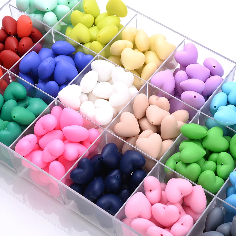 20Pcs 18x20mm Peach Heart Silicone Beads Baby Teethers Eco-friendly BPA Free Teething Beads Necklace Pacifier Chain Accessories