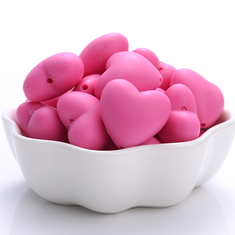 20Pcs 18x20mm Peach Heart Silicone Beads Baby Teethers Eco-friendly BPA Free Teething Beads Necklace Pacifier Chain Accessories