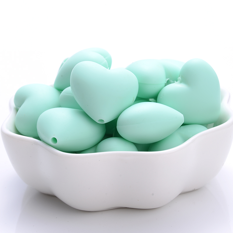 20Pcs 18x20mm Peach Heart Silicone Beads Baby Teethers Eco-friendly BPA Free Teething Beads Necklace Pacifier Chain Accessories