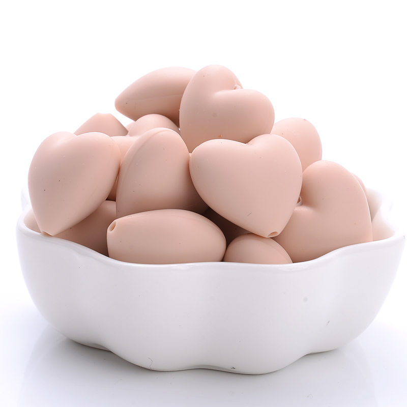 20Pcs 18x20mm Peach Heart Silicone Beads Baby Teethers Eco-friendly BPA Free Teething Beads Necklace Pacifier Chain Accessories