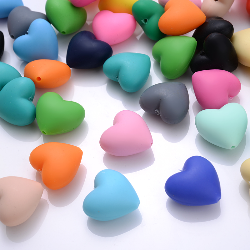 20Pcs 18x20mm Peach Heart Silicone Beads Baby Teethers Eco-friendly BPA Free Teething Beads Necklace Pacifier Chain Accessories