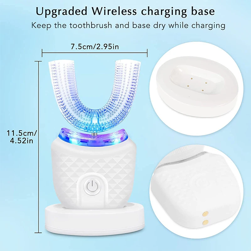 Wireless Charging U-shaped Adult Electric Toothbrush Ultrasonic Toothbrush With Silicone Waterproof Vibration Sonic Toothbrush