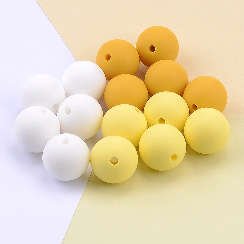 LOFCA 12mm 100pcs Silicone Beads Round Teether Baby Nursing Necklace Pacifier Clip Oral Care BPA Free Food Grade Colorful