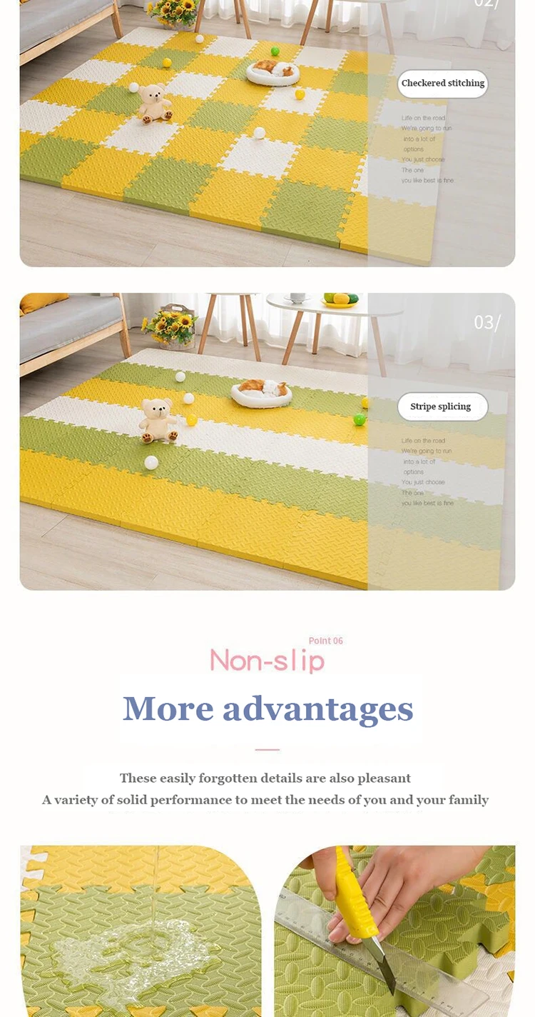 8Pcs Thickening Mat for Kids Children Foam Floor Children's Stitching Crawling Climbing Home Bedroom Living Room Tatami Play Mat