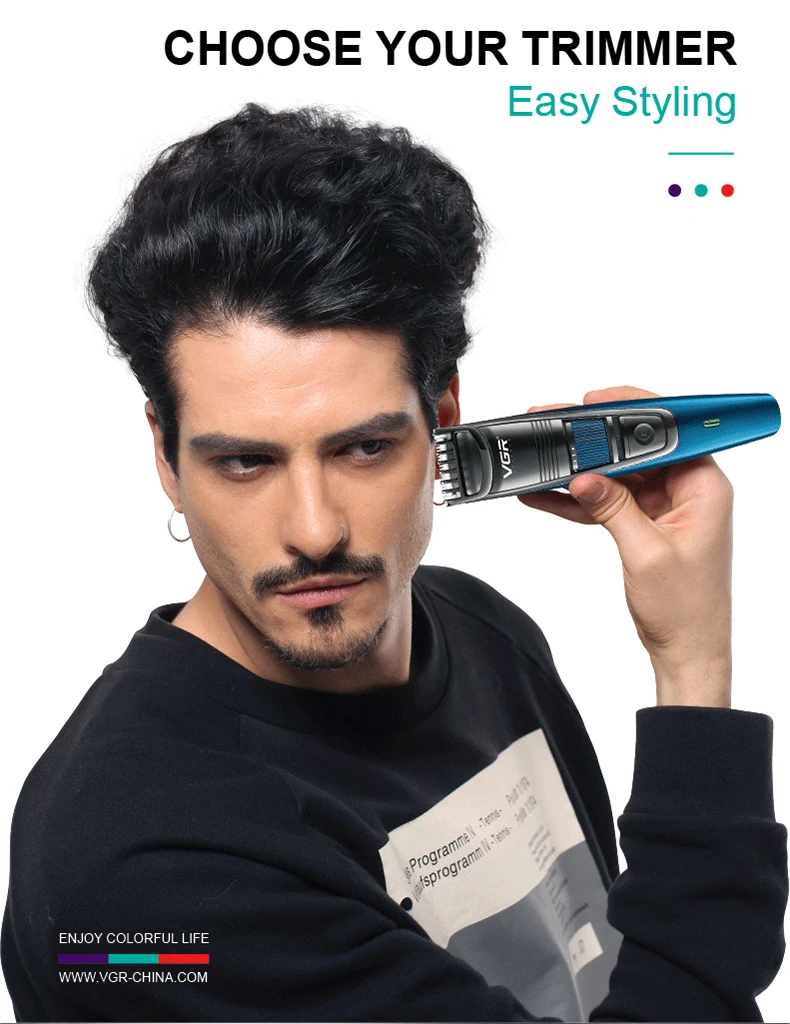 Original VGR Adjustable Beard Hair Trimmer For Men Cordless Stubble Hair Clipper Electric Lithium Haircut Machine Rechargeable