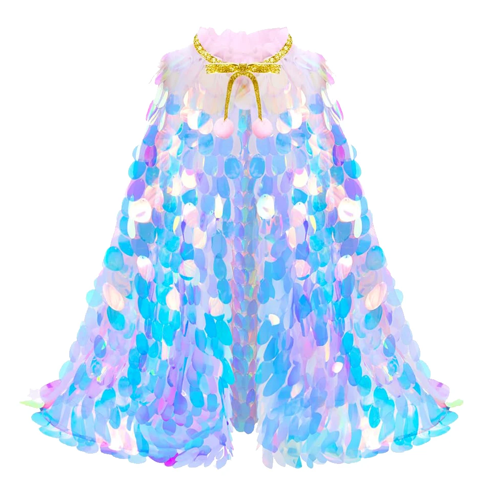 Mermaid Costume Summer Ariel Princess Dress Girls Birthday Part Dress Kids Blue Fluff Sleeve Ball Gown Girls outfit clothes