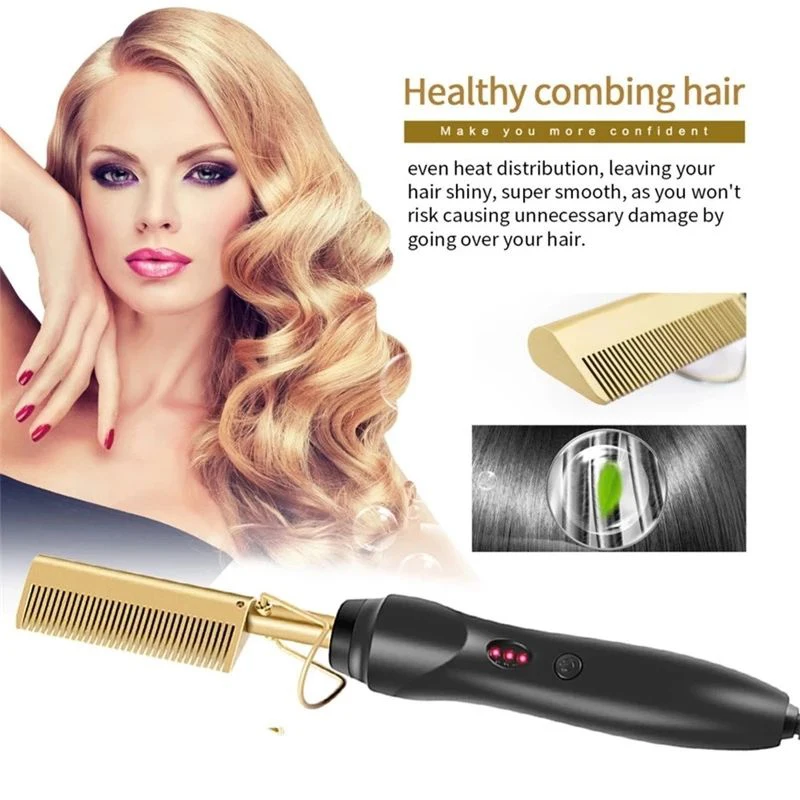 Hot Selling 2-In-1 Straight Hair Comb Portable Fast Heating Copper Straight Hair Comb Salon Professional Styling Tool