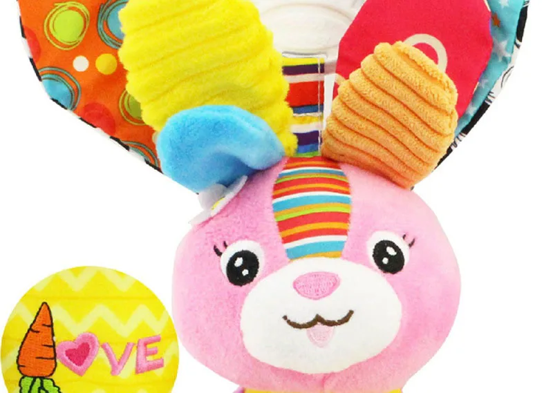 Baby Hanging Rattle Toys Plush Soft Animal Stuffed Handbells Educational Infant Development Handle Toys for Stroller Crib