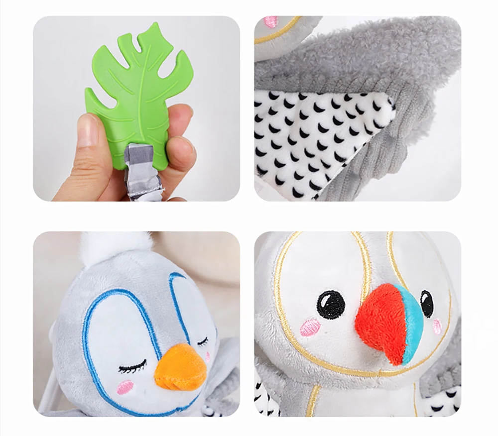 Baby Hanging Rattle Toys Plush Soft Animal Stuffed Handbells Educational Infant Development Handle Toys for Stroller Crib
