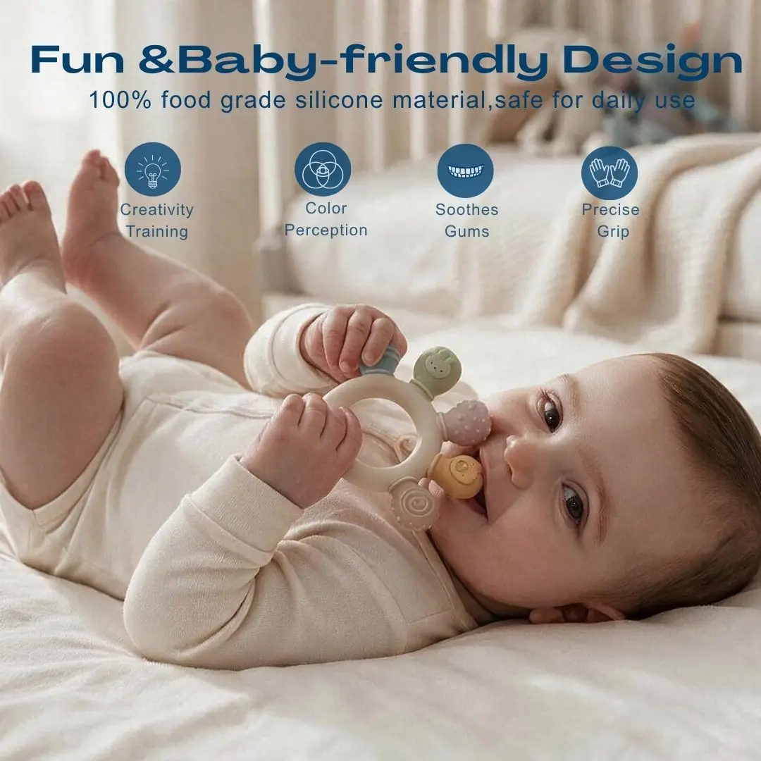 erduo Silicone Baby teether anxiety teething toys 0 12 months chew beads sensory gum relief soother