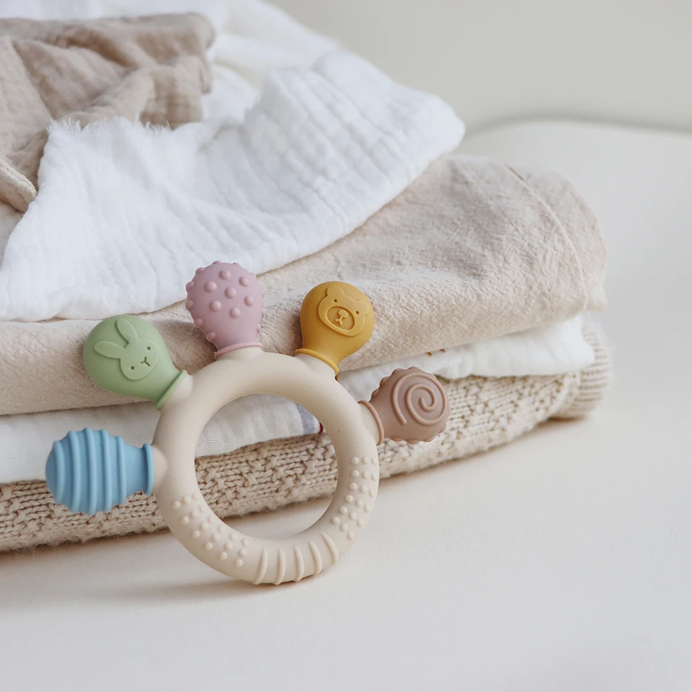 erduo Silicone Baby teether anxiety teething toys 0 12 months chew beads sensory gum relief soother