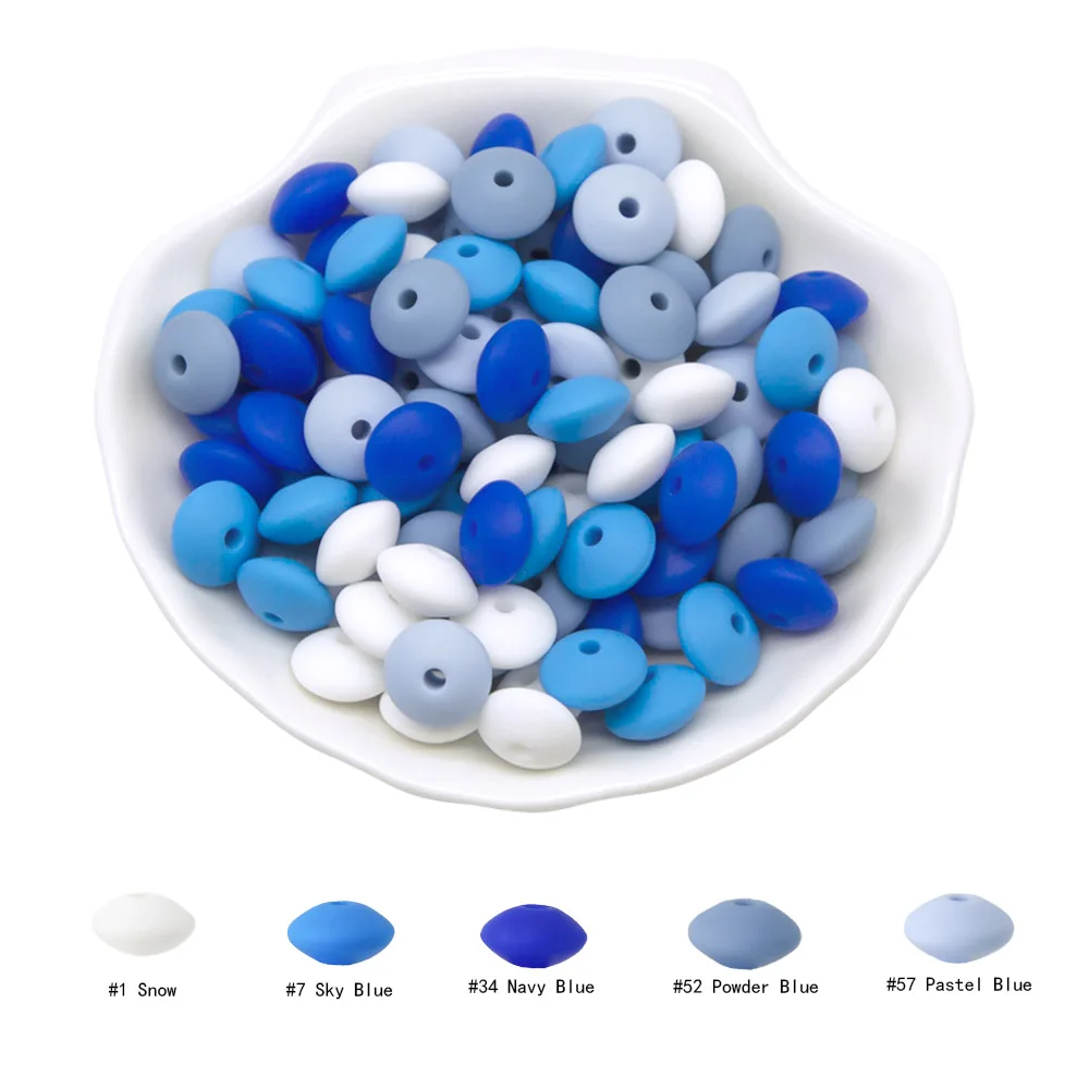 Cute-Idea 20Pcs Silicone Lentil Beads 12MM Baby Abacus Teething Beads BPA Free Newborn Baby Rodent Pacifier Chain Toy Baby goods
