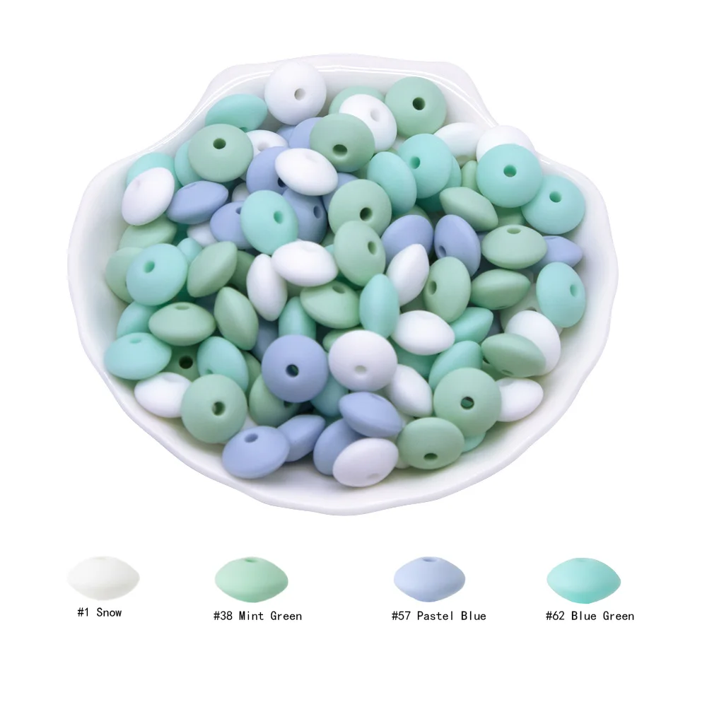 Cute-Idea 20Pcs Silicone Lentil Beads 12MM Baby Abacus Teething Beads BPA Free Newborn Baby Rodent Pacifier Chain Toy Baby goods