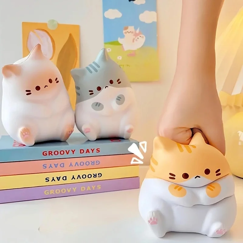 1Pc Adorable Cartoon Cat Squeeze Toys for Adult Soft Pinch PU Slow Rebound Balls Pop Fidget Toys Halloween Christmas Gifts